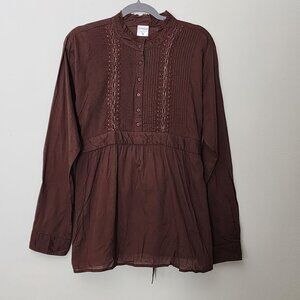 Motherhood maternity sz XL chocolate brown long sleeve shirt